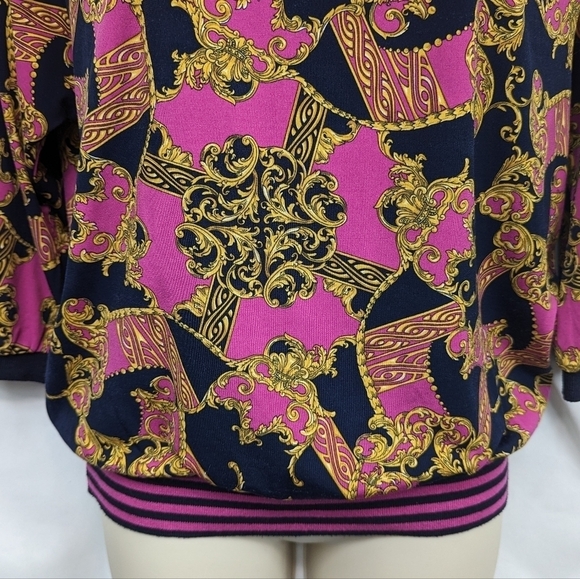 Ellen Tracy Baroque Jacquard Print Boat Neck Top Sz XS - Picture 4 of 13